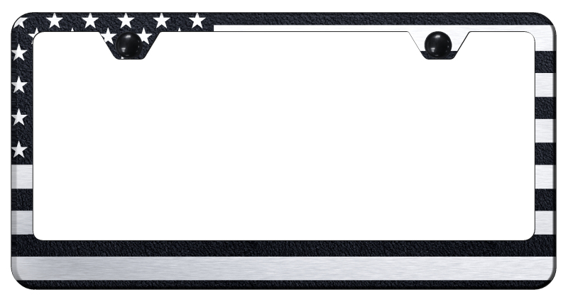 USA Flag Stainless Steel Frame - Laser Etched Rugged Black