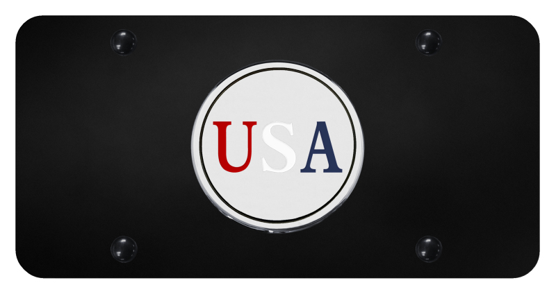 USA License Plate - Chrome on Black