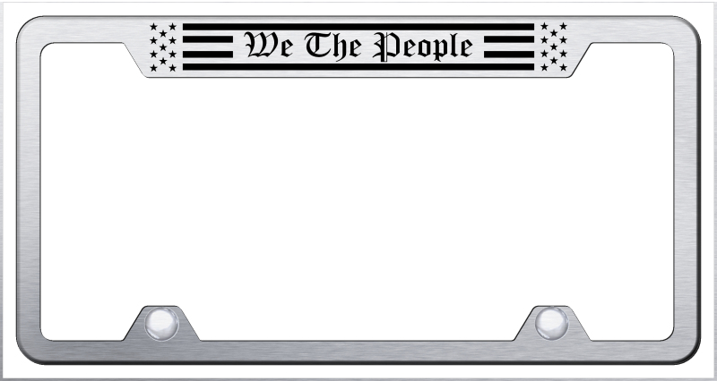 We The People Flag Truck Cut-Out Frame - Etched Brushed