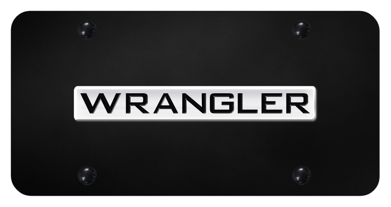 Wrangler Name License Plate - Chrome on Black