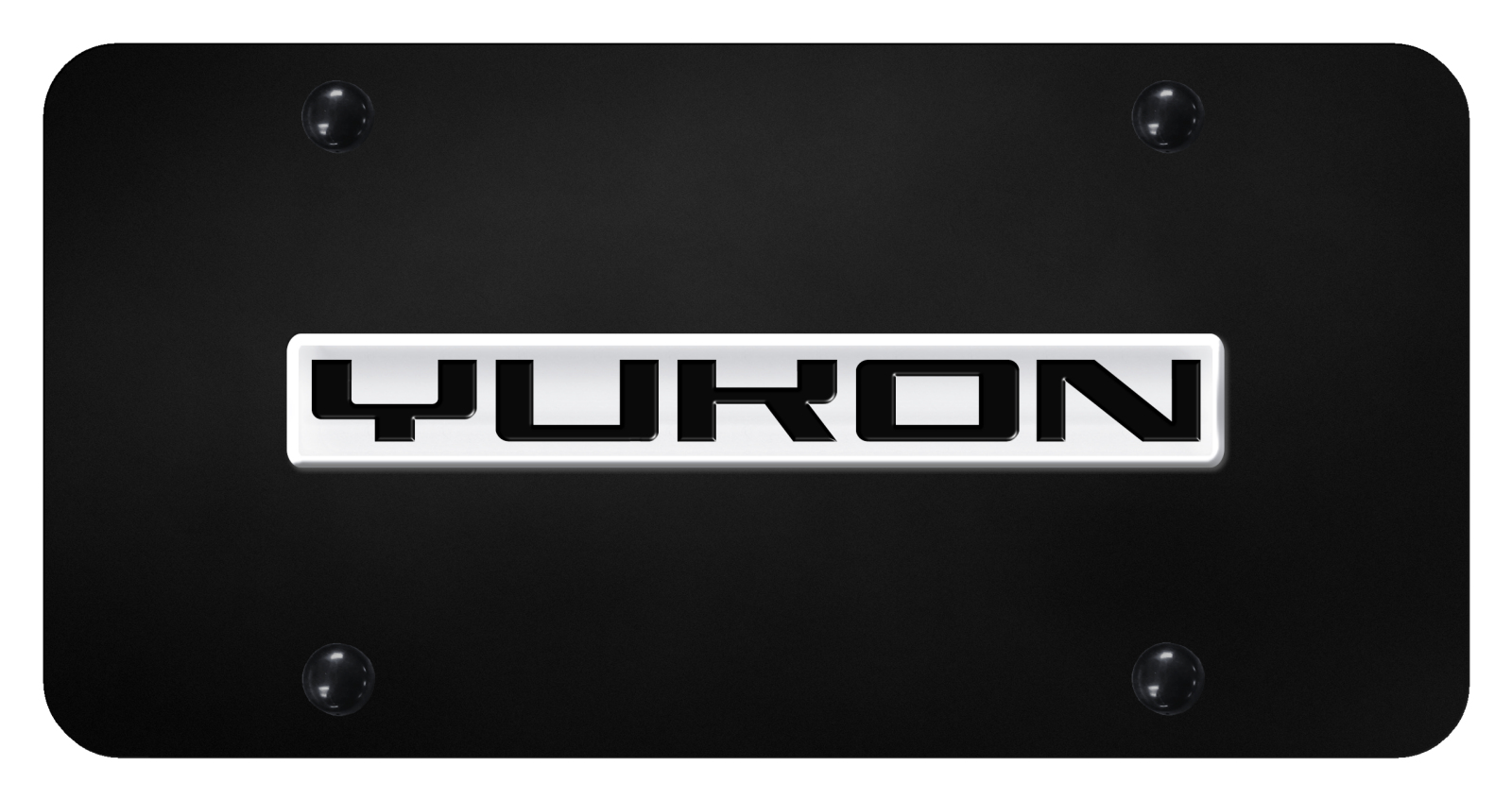 Yukon Name License Plate - Chrome on Black