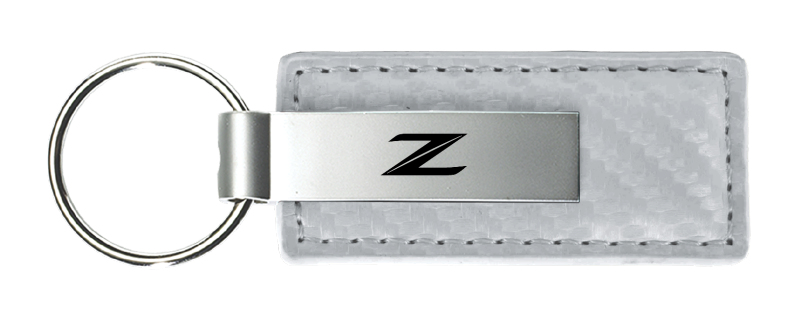 Z (New) Carbon Fiber Leather Key Fob - White