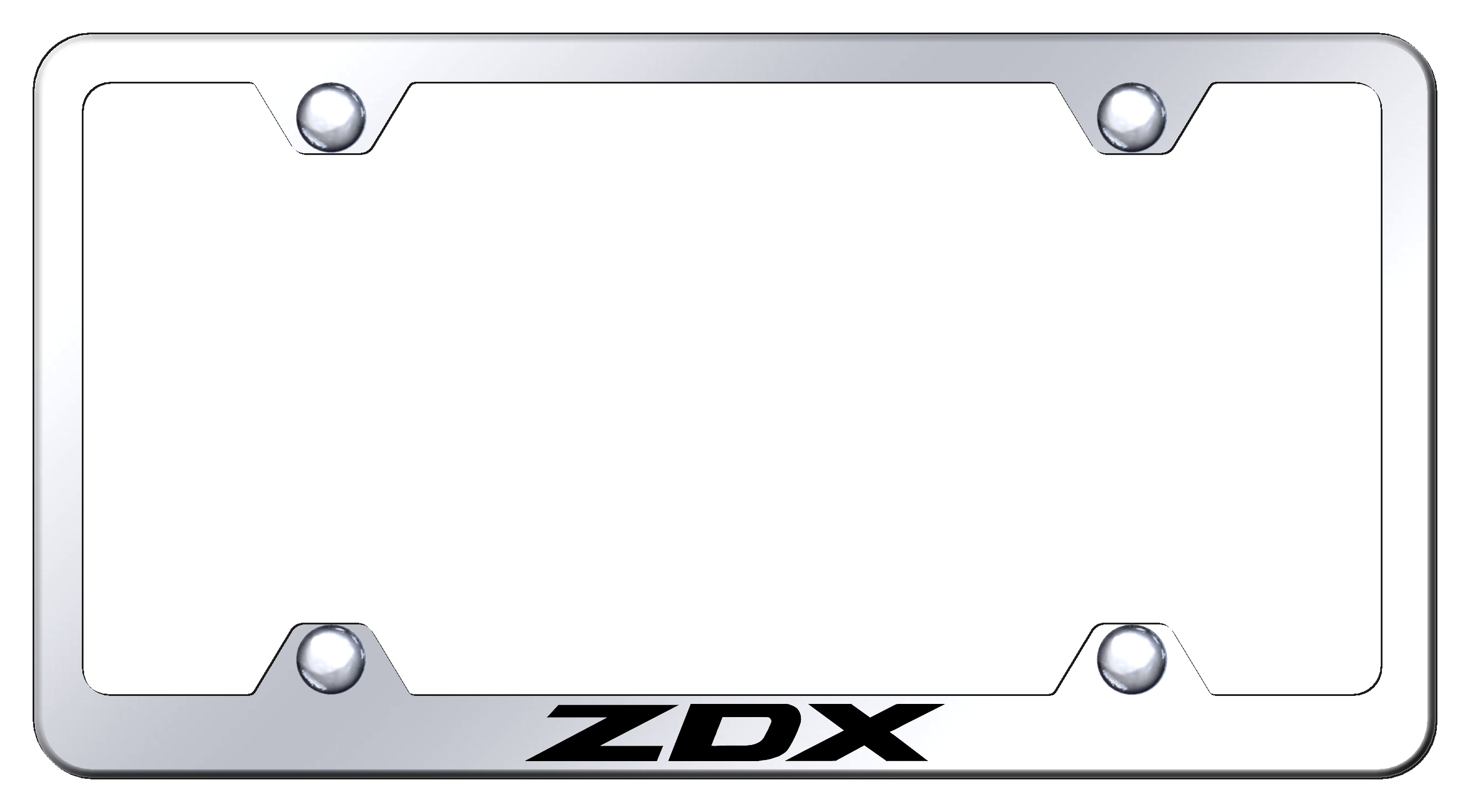 Acura ZDX Laser Etched Stainless Steel Wide License Plate Frame - Finish:Mirror