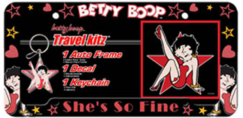 Betty Boop License Plate Frame, Decal & Keychain Travel Kit