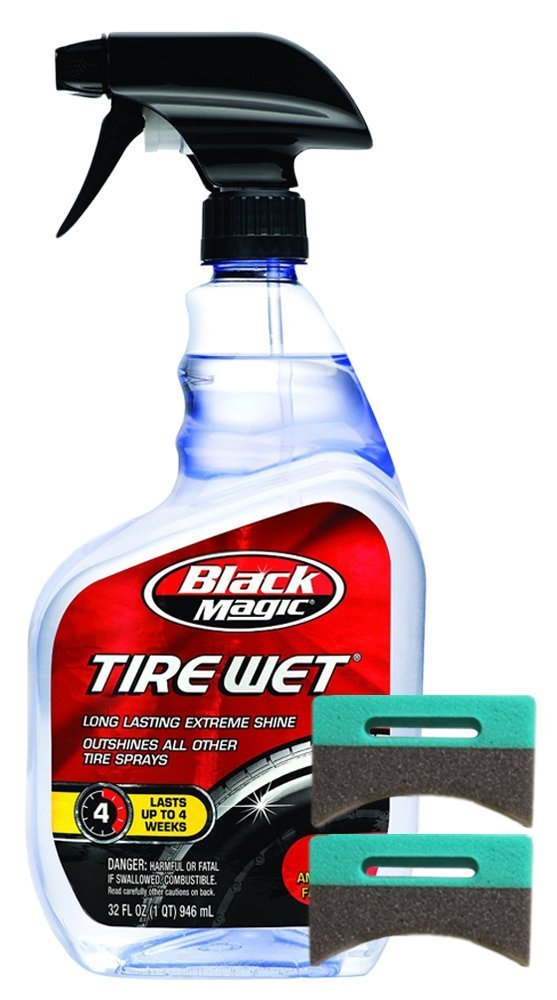 Black Magic Tire Wet Spray (32 oz.) & Applicator Pads Kit