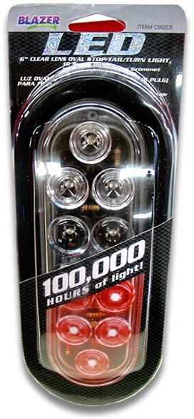 Blazer 6" LED Clear Lens Oval Stop, Tail & Turn Light