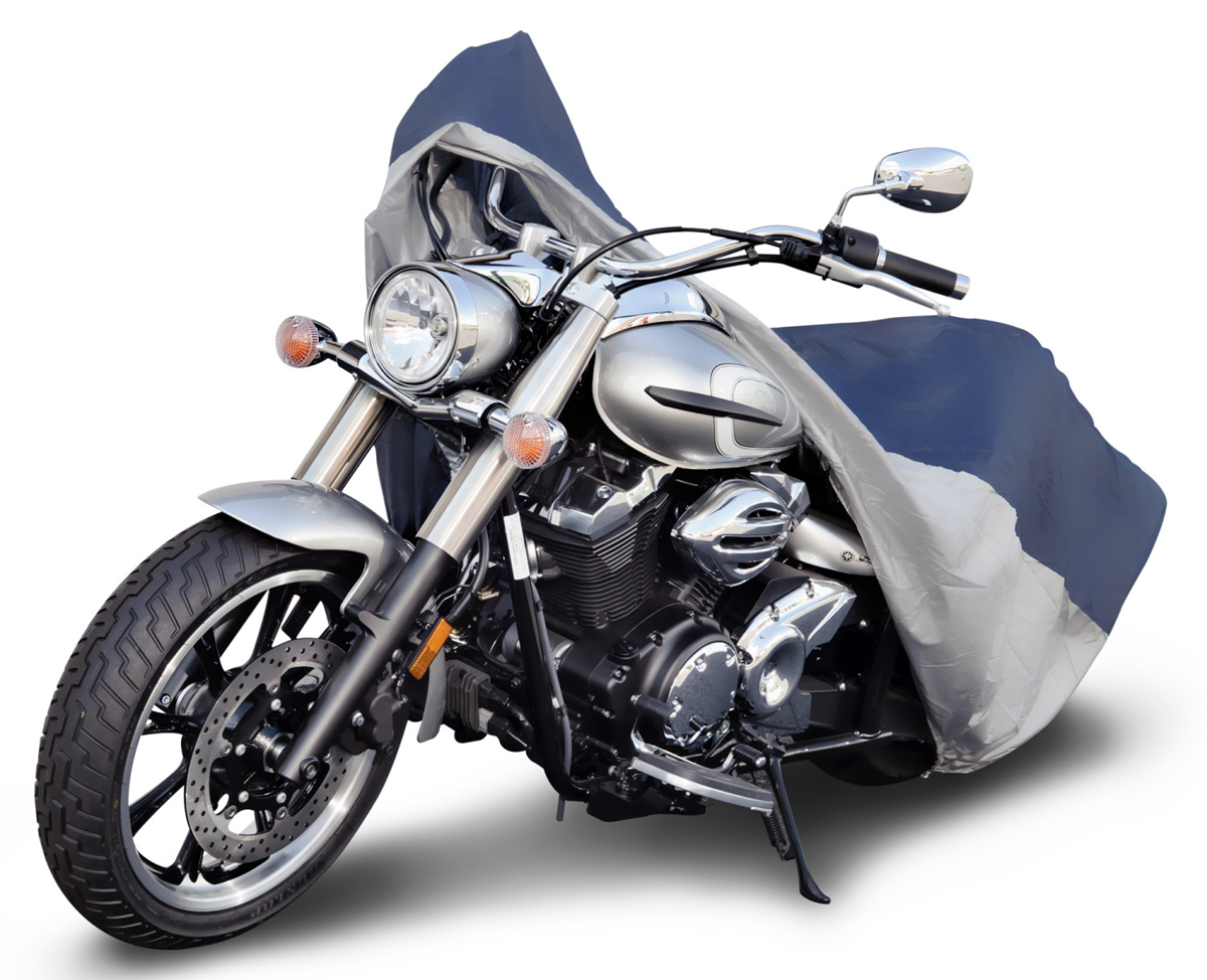Budge Water Resistant Outdoor Blue & Gray Motorcycle Cover - Size:Large