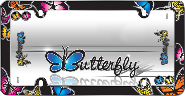 Butterflies Black License Plate Frame