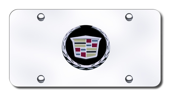 3D Chrome Cadillac Colored & Black Logo Stainless Steel License Plate