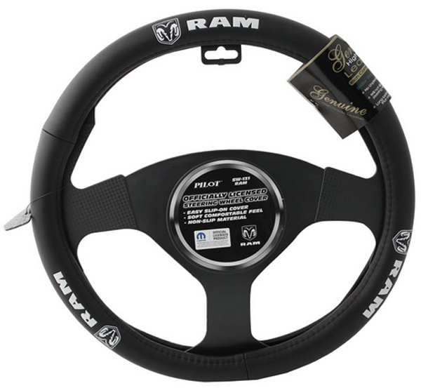 Car Logo Genuine Leather Steering Wheel Cover - Car Logo:Dodge