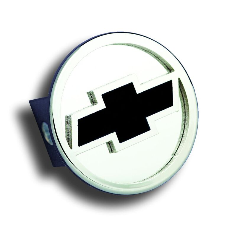 Chrome Chevrolet Logo Black Fill Stainless Steel Hitch Plug