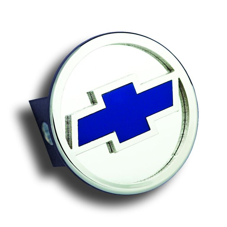 Chrome Chevrolet Logo Blue Fill Stainless Steel Hitch Plug