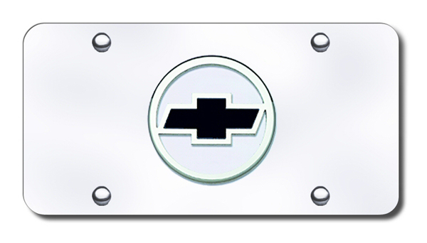 3D Chrome & Black Circled Chevy Logo Stainless Steel License Plate