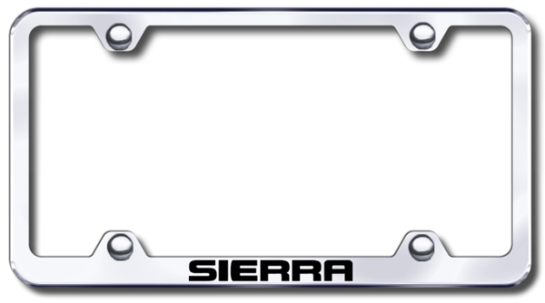 Chevy Sierra Laser Etched Stainless Steel Wide License Plate Frame - Finish:Brush