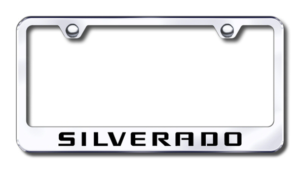 Chevy Silverado Laser Etched Stainless Steel License Plate Frame - Finish:Brush