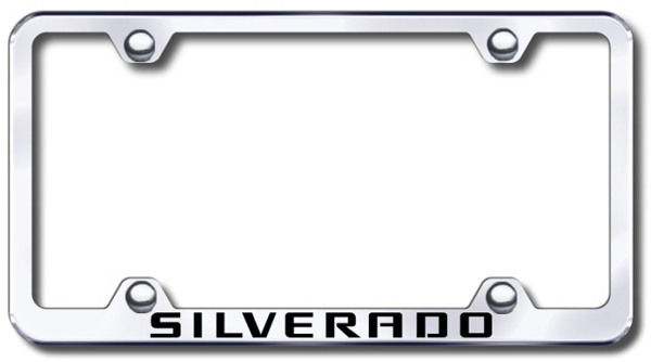 Chevy Silverado Laser Etched Stainless Steel Wide License Plate Frame - Finish:Brush