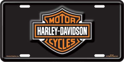 Harley Davidson Bar & Shield Logo Stamped Metal Auto Tag