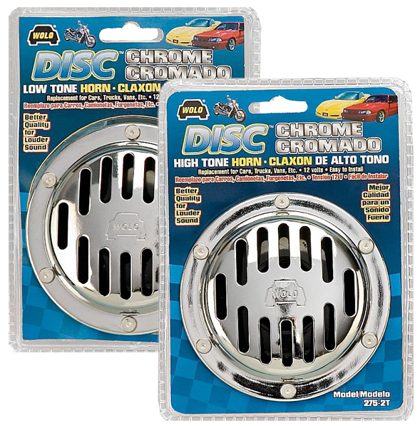 Wolo Low or High Tone Chrome Disc Horns - Tone:High Tone