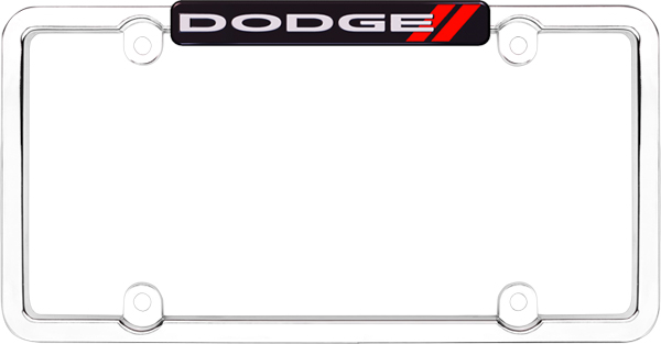 Chrome Plated Black/Red Dogde Logo License Plate Frame