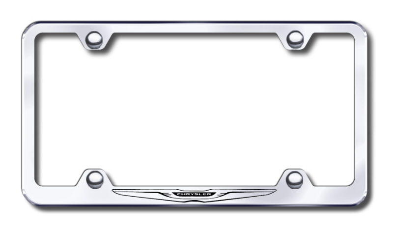 Chrysler Logo Laser Etched Stainless Steel Wide License Plate Frame - Finish:Mirror