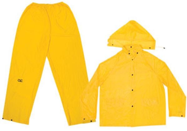 3 Piece Yellow .10mm PVC Rain Suit - Large