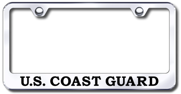 US Coast Guard Laser Etched Stainless Steel License Plate Frame - Finish:Brush