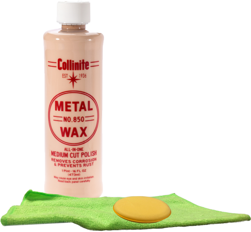 Collinite 850 Metal Wax (1 Pint), Microfiber Cloth & Foam Pad Kit
