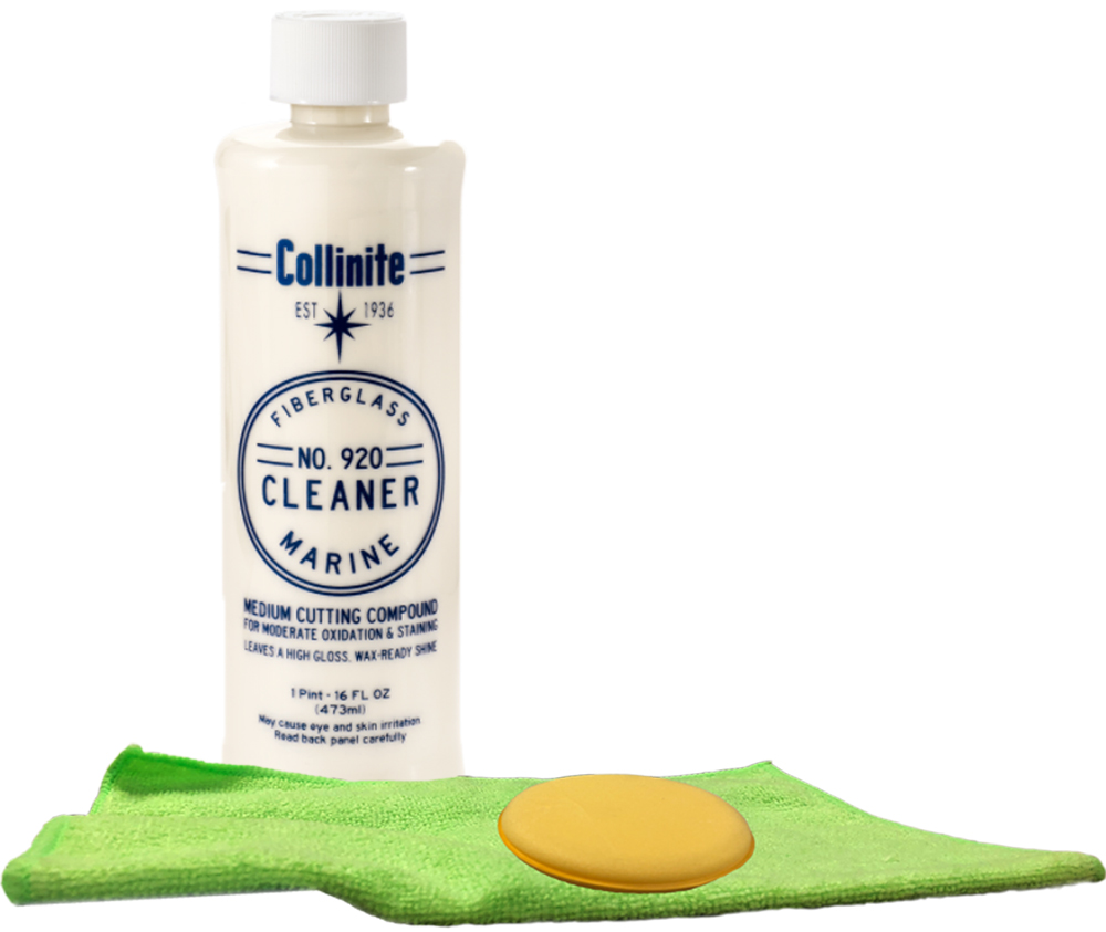 Collinite 920 Fiberglass Boat Cleaner (16 oz.), Microfiber Towel & Foam Pad Kit