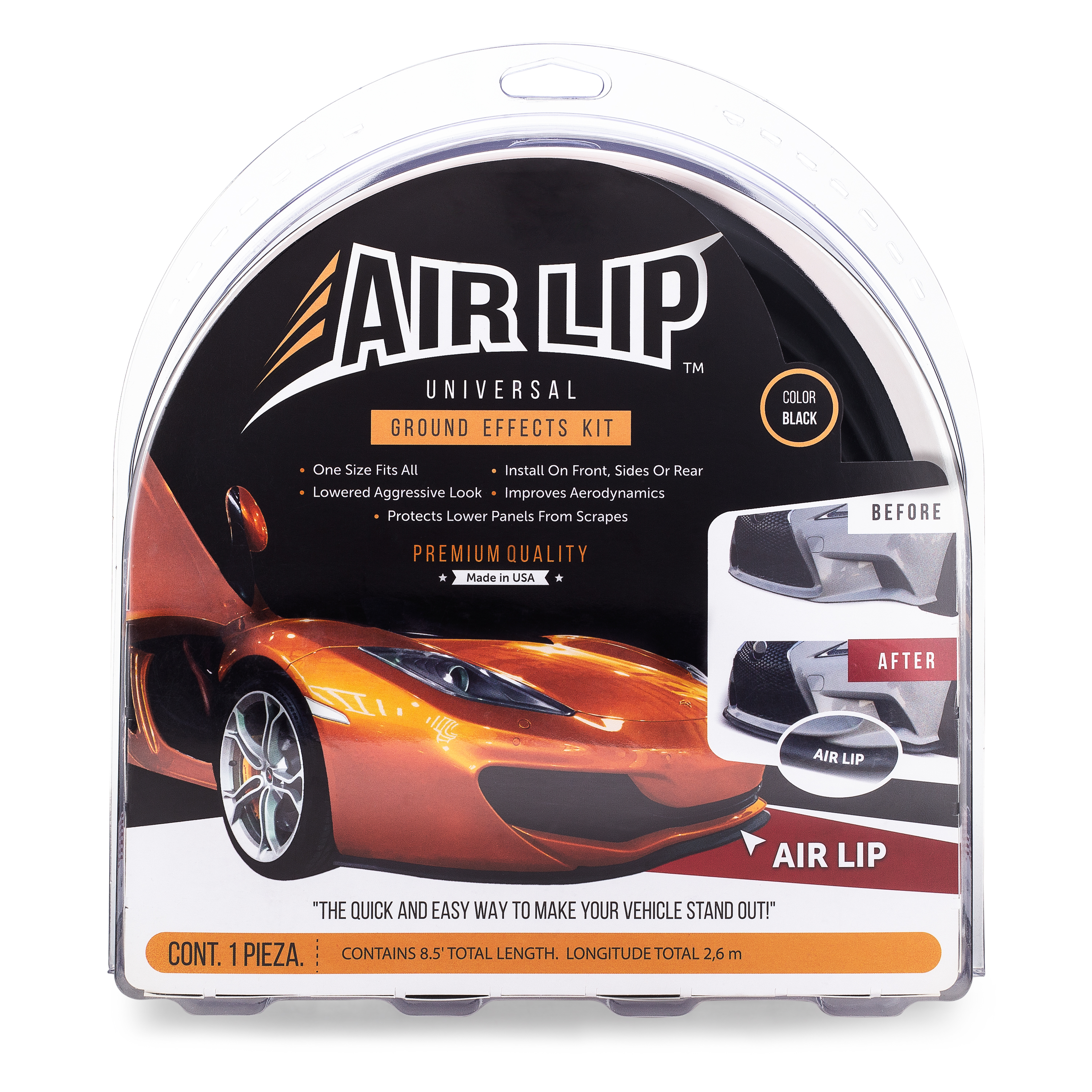 Universal Ground Effects Air Lip Kit (8' x 6") - Colors:Black