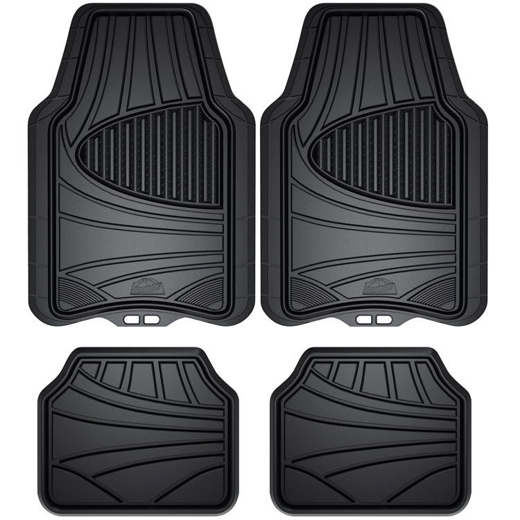 Armor All Heavy Duty 4 Piece Rubber Floor Mat Set - Colors:Black