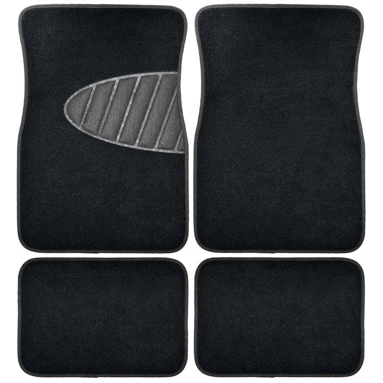 Armor All 4 Piece Carpet Floor Mat Set with Heel Pad - Colors:Grey