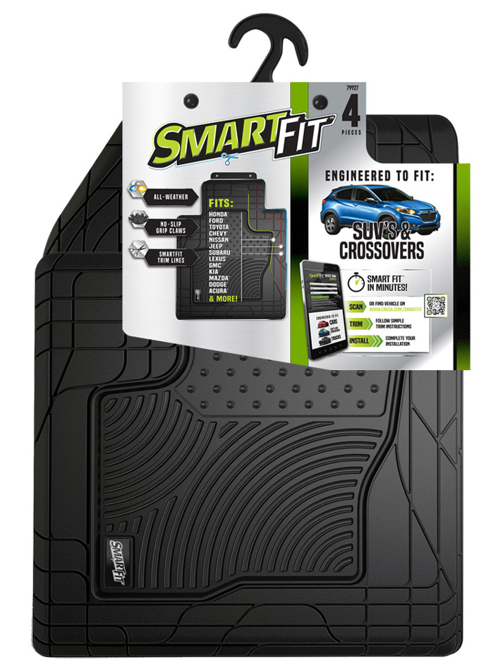 Smart-Fit All Weather Black Rubber 4 Piece Floor Mat Set for SUV's and Crossovers