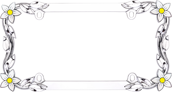 Daisy Chrome License Plate Frame