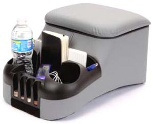 Deluxe Clutter Catcher Padded Bench Seat Console - Color:Black
