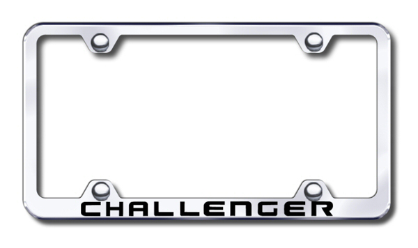Dodge Challenger Laser Etched Stainless Steel Wide License Plate Frame - Finish:Brush