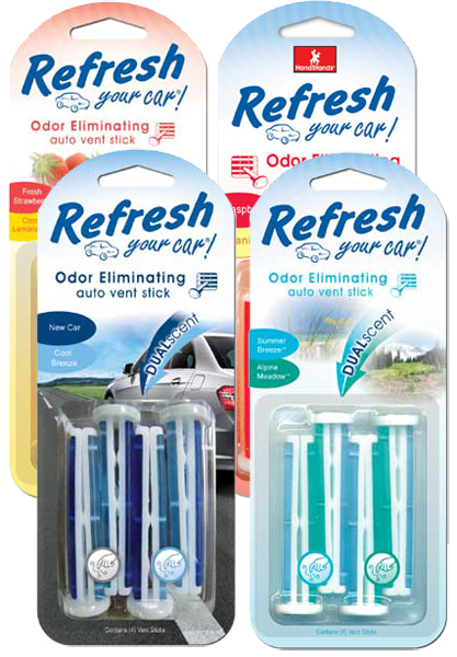 Refresh Vent Stick Dual Scented Air Fresheners (4 pack) - Scent:New Car/Cool Breeze