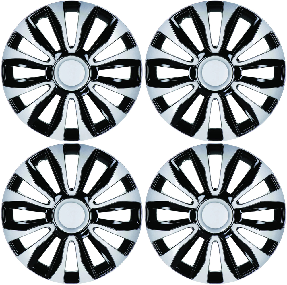 Evolution Black/Silver Wheel Cover (Set of 4) - Size:16 inch