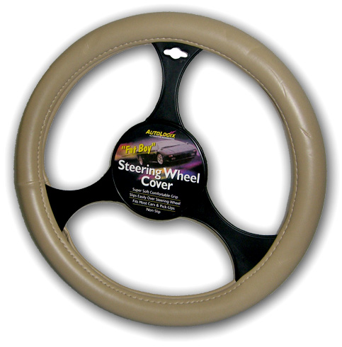 Fat Boy Leather Steering Wheel Cover - Color:Tan
