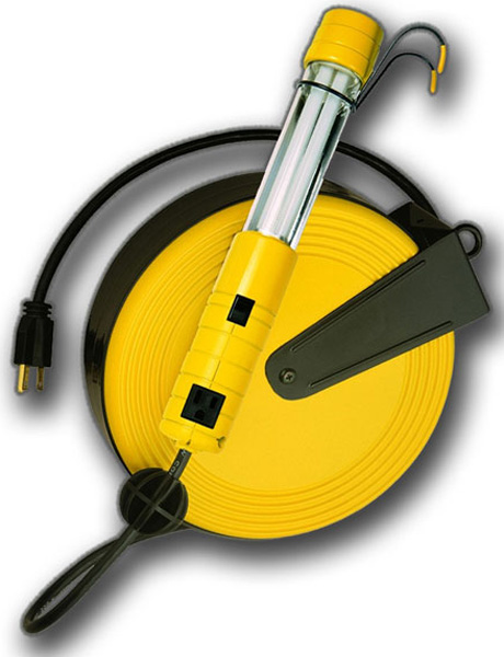 Bayco Rough Duty 13 Watt Fluorescent Work Light w/Tool Tap (40' Metal Reel)