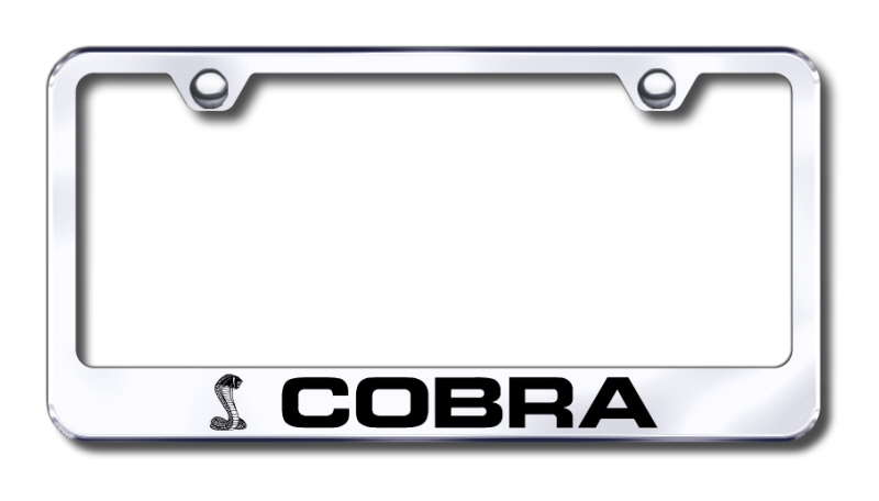 Ford Cobra Laser Etched Stainless Steel License Plate Frame - Finish:Mirror