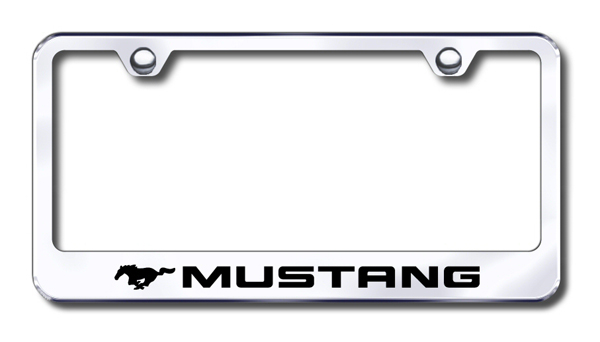 Ford Mustang Laser Etched Stainless Steel License Plate Frame - Finish:Mirror