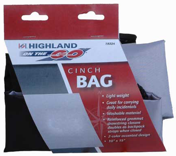 Highland Cinch Closure Cloth Bag & Backpack - Size:Large