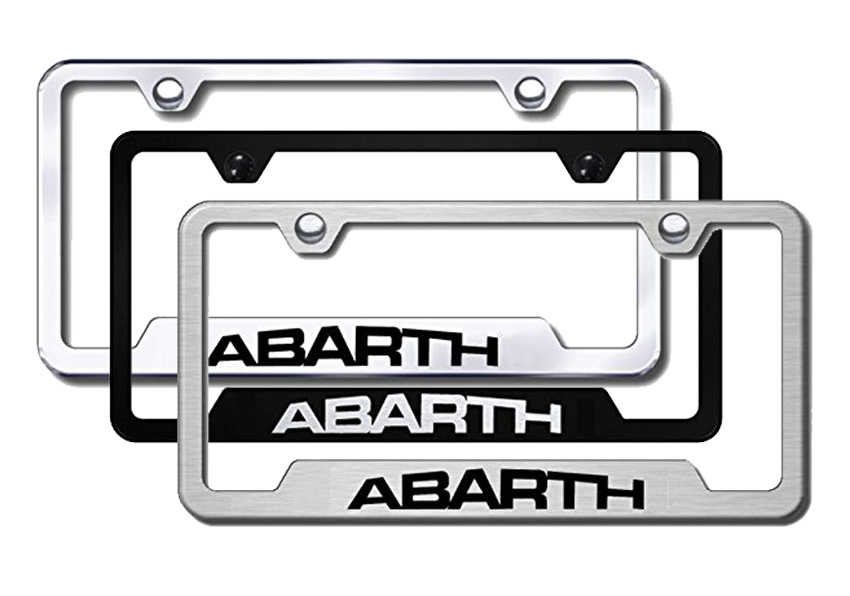 Abarth Laser Etched Stainless Steel Cut-Out Frame - Finish:Mirrored