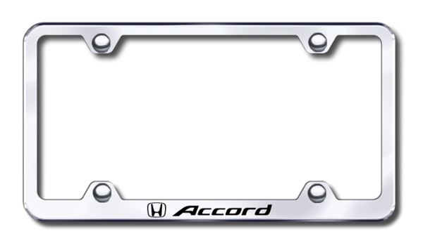Honda Accord Laser Etched Stainless Steel Wide License Plate Frame - Finish:Mirror