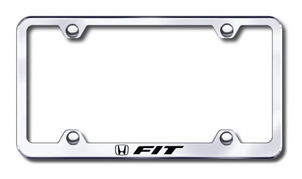 Honda Fit Laser Etched Stainless Steel Wide License Plate Frame - Finish:Brush