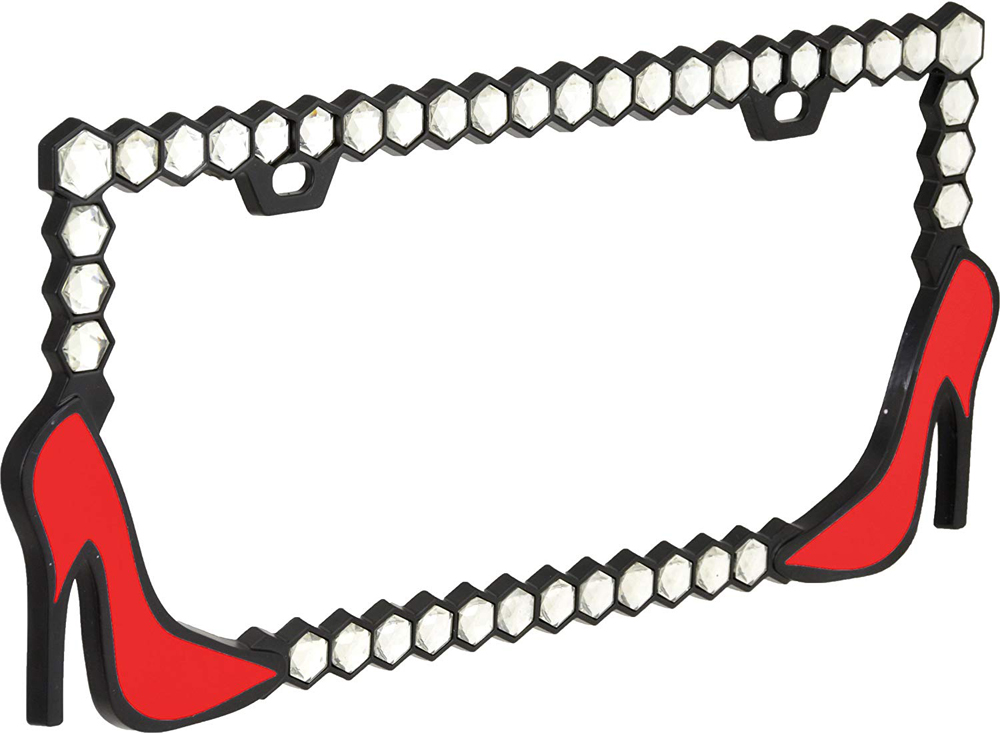Red High Heel Glitter License Plate Frame