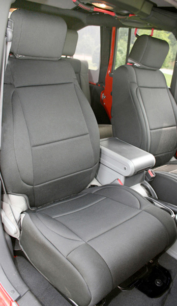 Jeep Wrangler JK Neoprene Front Seat Covers-Pair (2011-2018) - Color:Black w/Red Insert