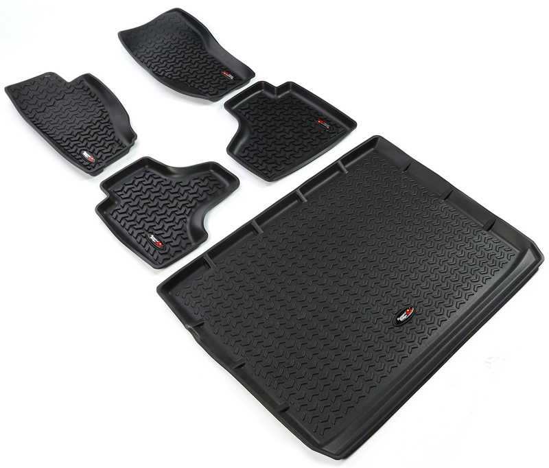 Jeep Liberty Front, Rear & Cargo All Terrain Floor Liner Set (2008-2014) - Color:Black