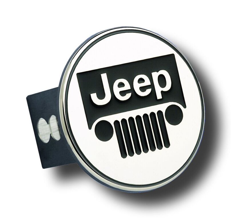Jeep Stainless Steel Name & Logo Hitch Plug - Hitch Finish:Mirror - Class III
