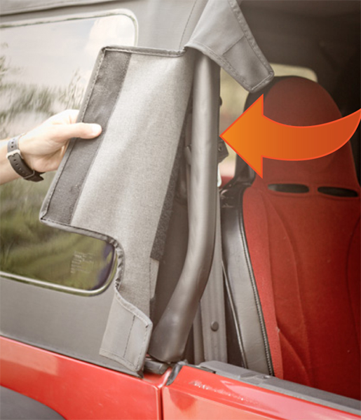 Jeep Wrangler XHD Door Surround Bowless Soft Top (1997-2006) - Color:Black Sailcloth